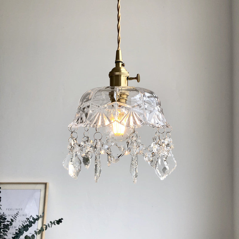 Plafonnier suspension bol de cristal Éloïse