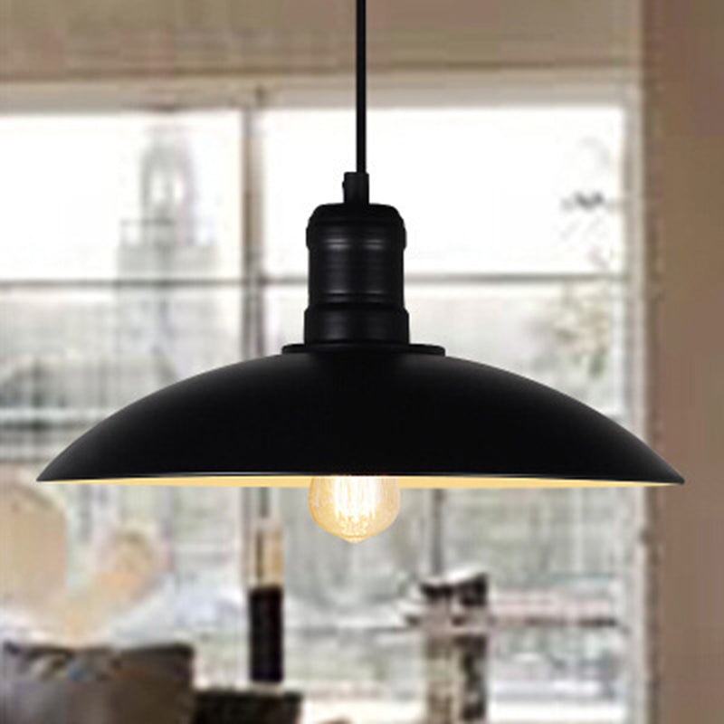 Suspension Camille soucoupe, noire, style industriel vintage