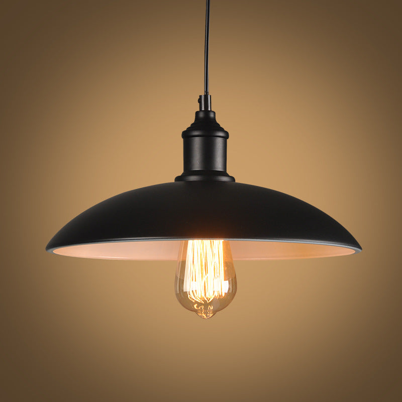 Suspension Camille soucoupe, noire, style industriel vintage