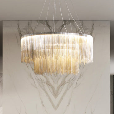 Lustre circulaire Margaux à chaînes et pampilles