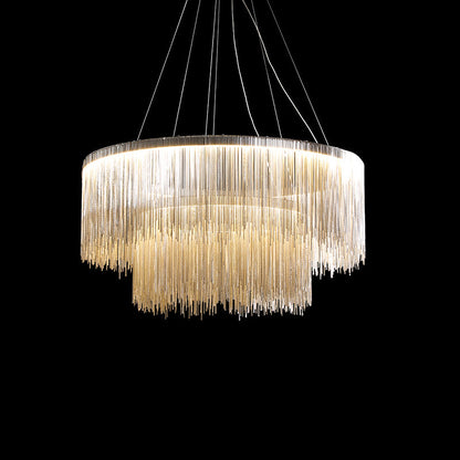 Lustre circulaire Margaux à chaînes et pampilles