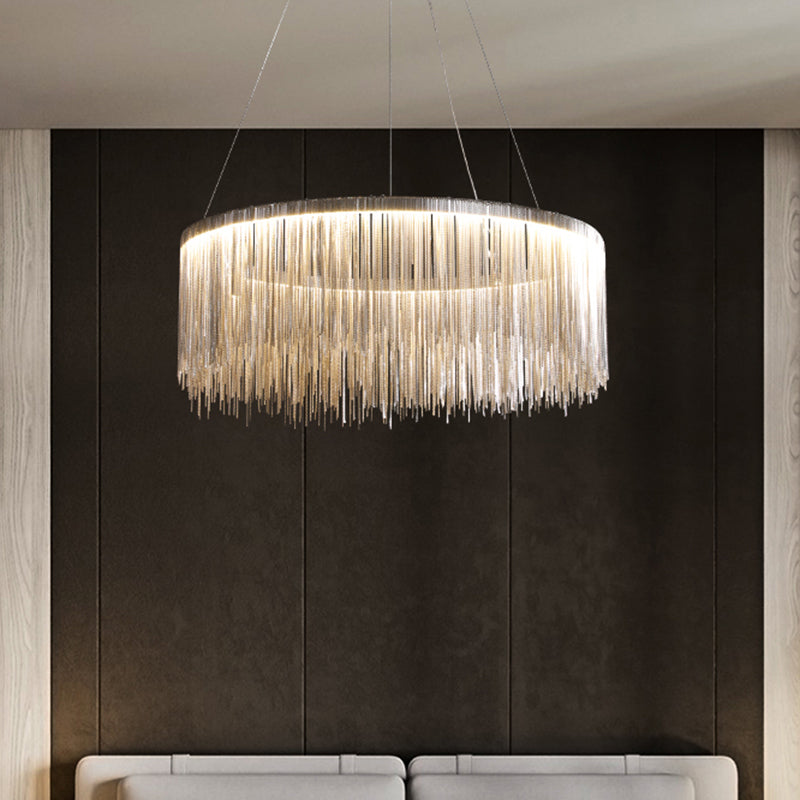 Lustre circulaire Margaux à chaînes et pampilles
