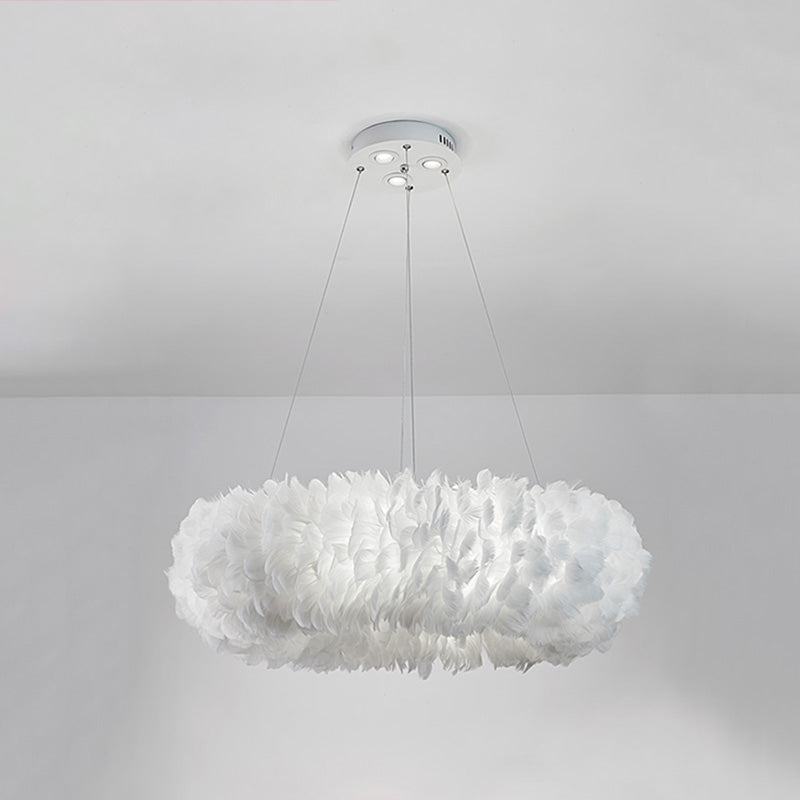 Suspension luminaire Aurora Feather Donut Blanche Lustre Moderne