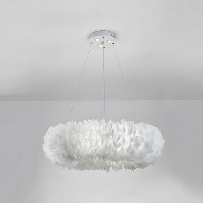Suspension luminaire Aurora Feather Donut Blanche Lustre Moderne