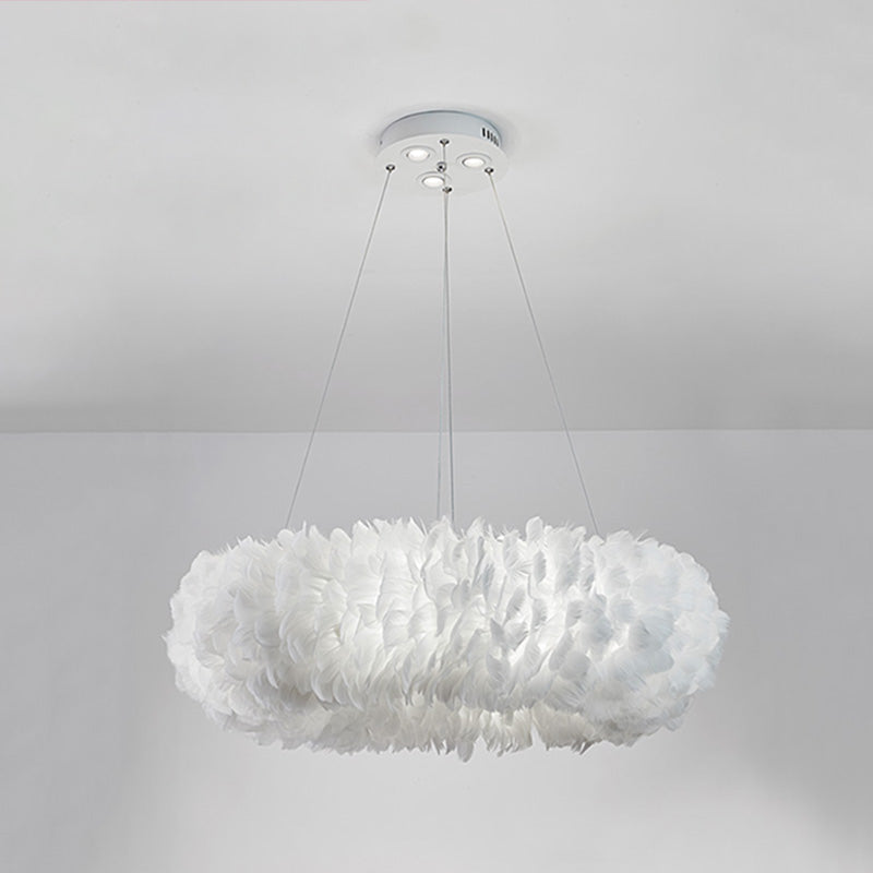 Suspension luminaire Aurora Feather Donut Blanche Lustre Moderne