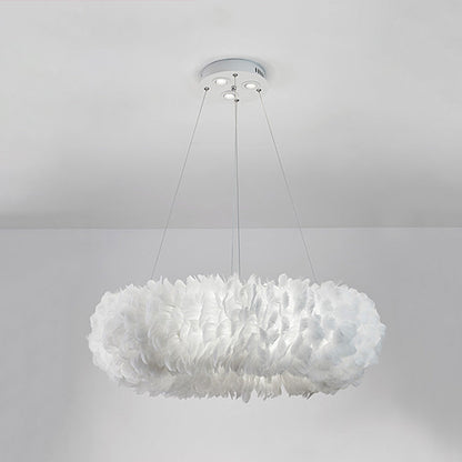 Suspension luminaire Aurora Feather Donut Blanche Lustre Moderne