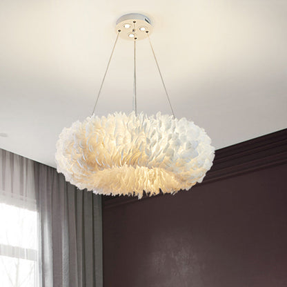 Suspension luminaire Aurora Feather Donut Blanche Lustre Moderne