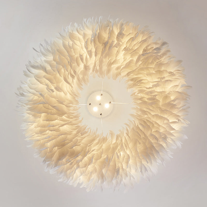Suspension luminaire Aurora Feather Donut Blanche Lustre Moderne