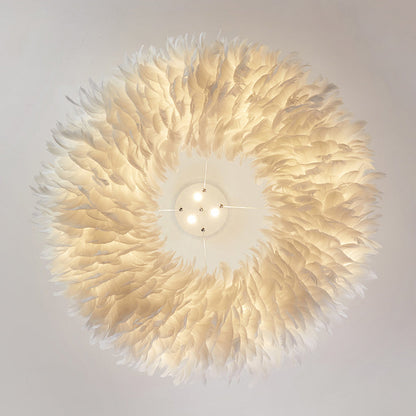 Suspension luminaire Aurora Feather Donut Blanche Lustre Moderne