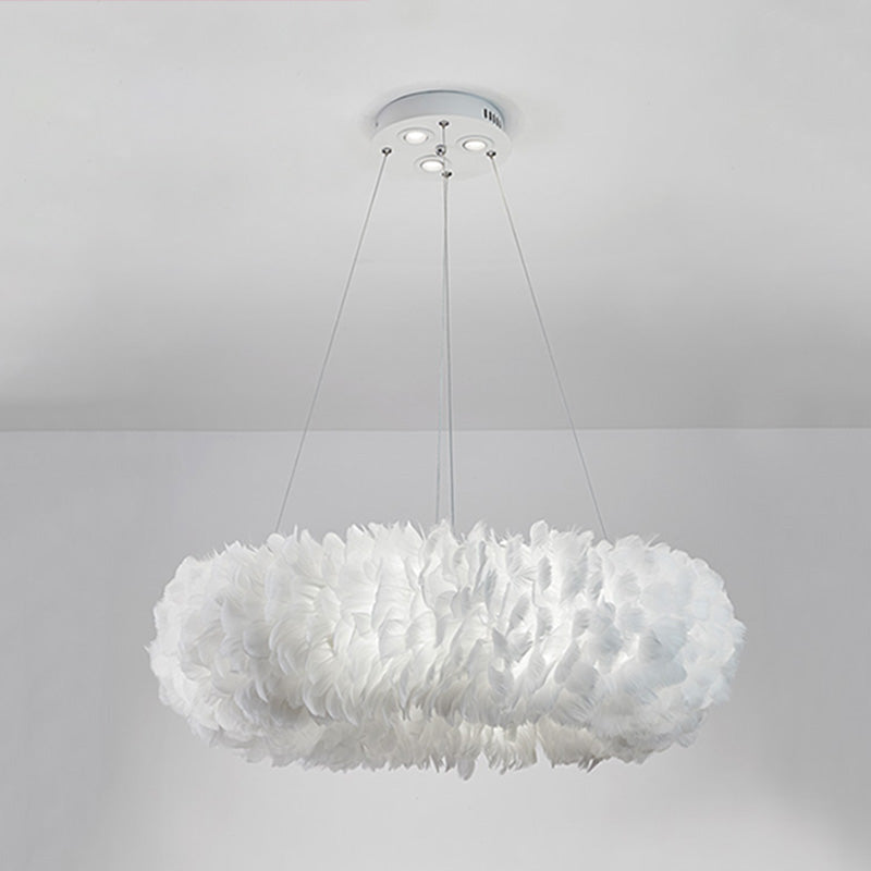 Suspension luminaire Aurora Feather Donut Blanche Lustre Moderne