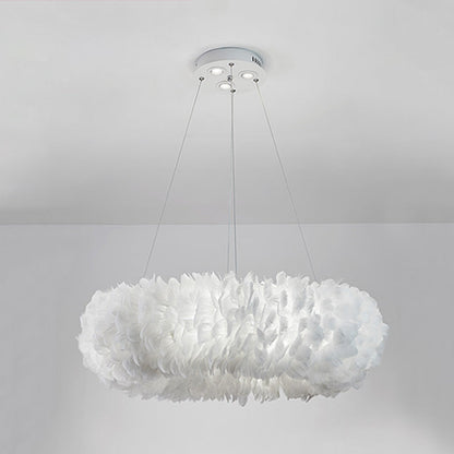 Suspension luminaire Aurora Feather Donut Blanche Lustre Moderne