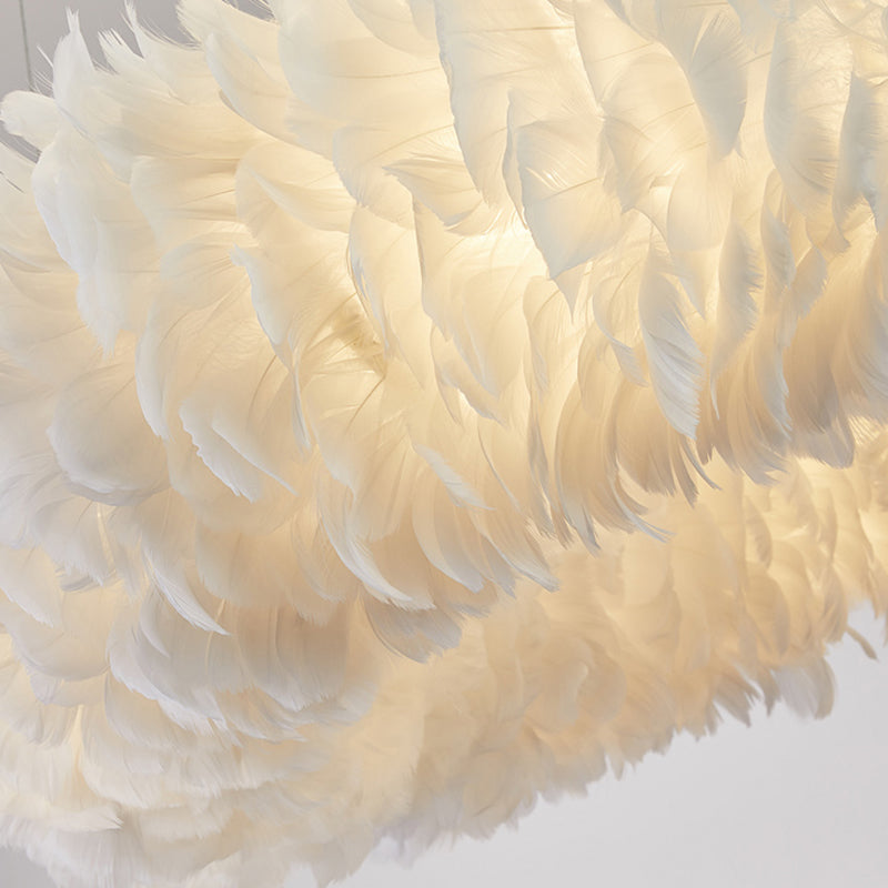 Suspension luminaire Aurora Feather Donut Blanche Lustre Moderne