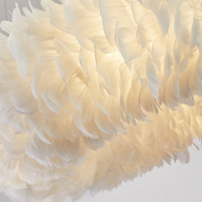 Suspension luminaire Aurora Feather Donut Blanche Lustre Moderne