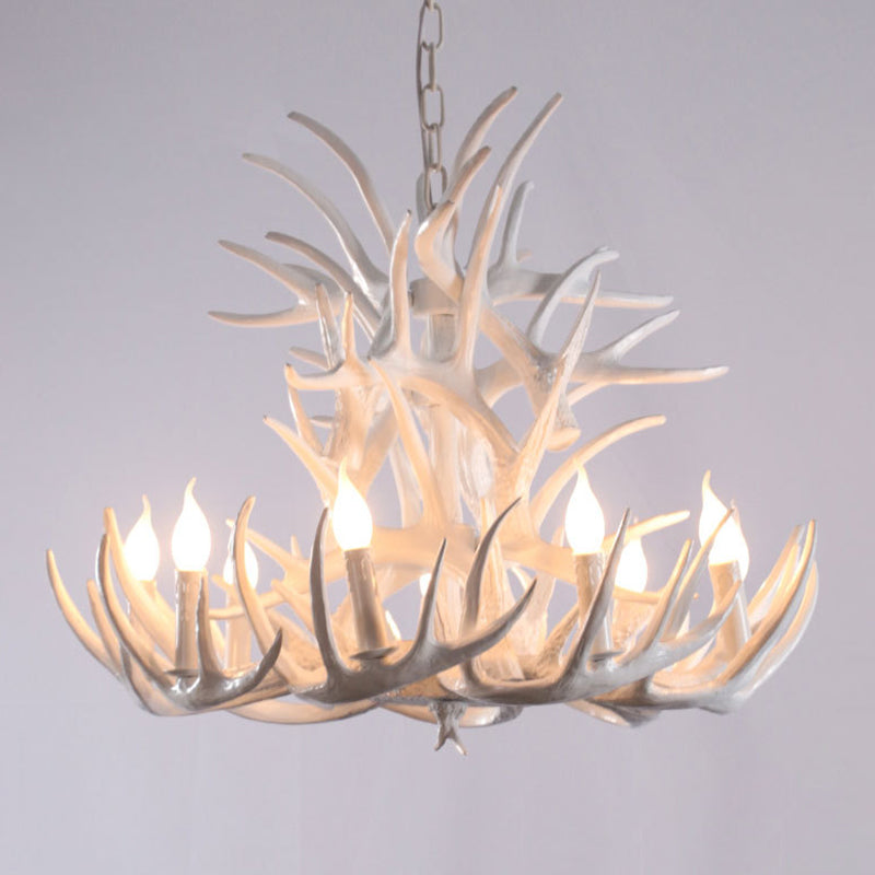 Lustre rustique Aurélie White Antler avec ampoule apparente