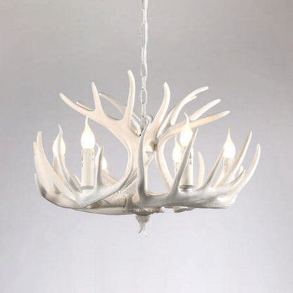 Lustre rustique Aurélie White Antler avec ampoule apparente