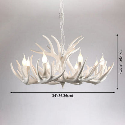 Lustre rustique Aurélie White Antler avec ampoule apparente