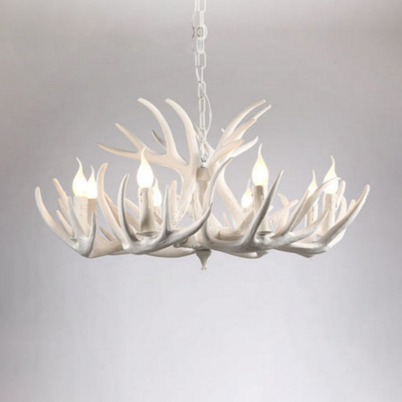 Lustre rustique Aurélie White Antler avec ampoule apparente