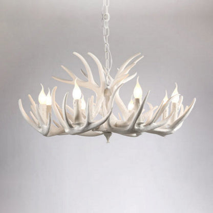 Lustre rustique Aurélie White Antler avec ampoule apparente