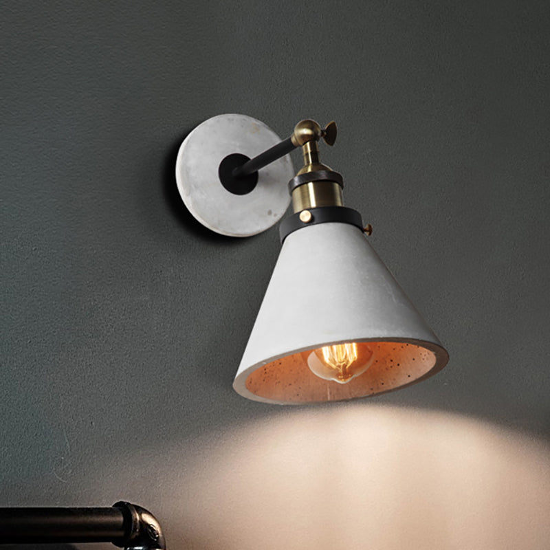 Elise Industrial Wall Lamp with Adjustable Grey Metal Shade