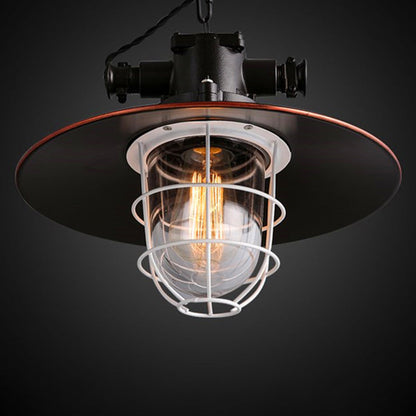 Suspension Élise Caged en verre bronze noir industriel