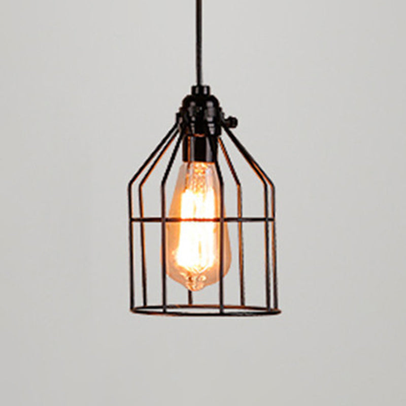 Manon Cage Suspension Noire Industrielle Ampoule Unique
