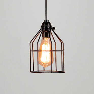Manon Cage Suspension Noire Industrielle Ampoule Unique