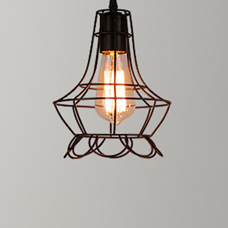 Manon Cage Suspension Noire Industrielle Ampoule Unique