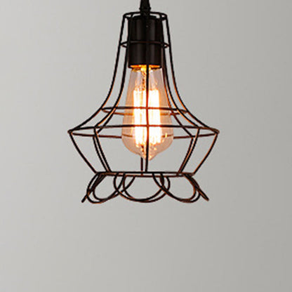 Manon Cage Suspension Noire Industrielle Ampoule Unique