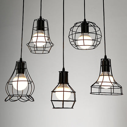 Manon Cage Suspension Noire Industrielle Ampoule Unique