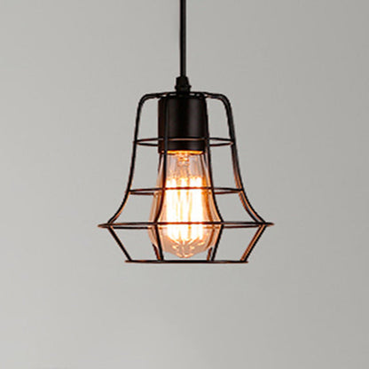 Manon Cage Suspension Noire Industrielle Ampoule Unique
