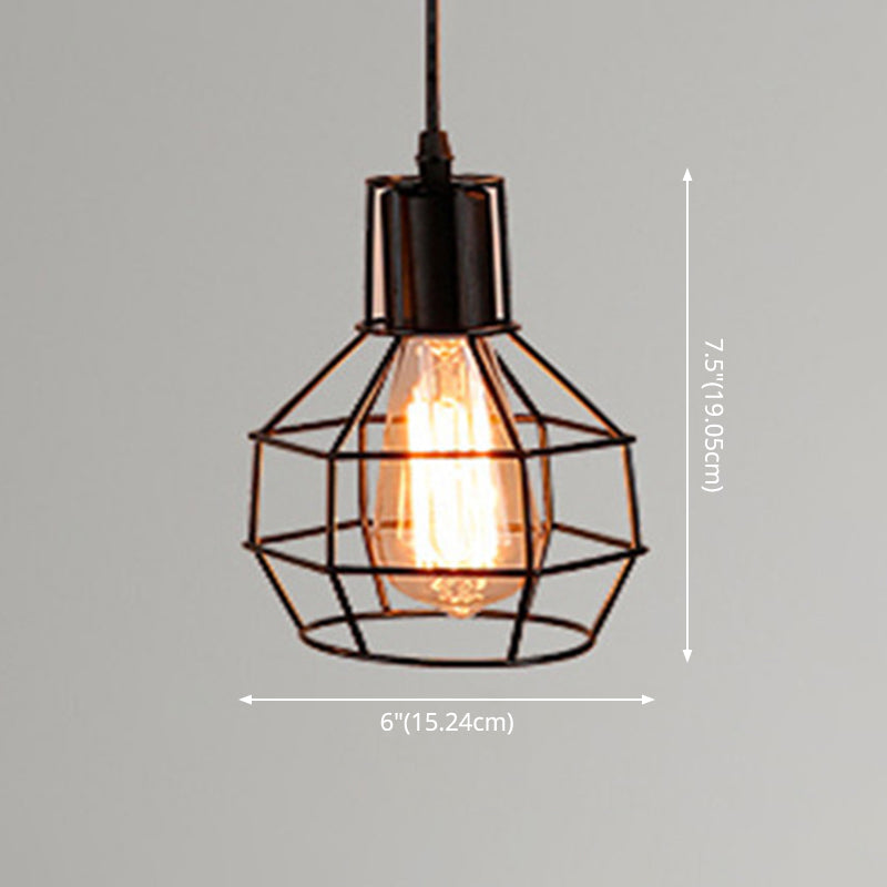 Manon Cage Suspension Noire Industrielle Ampoule Unique