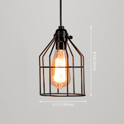 Manon Cage Suspension Noire Industrielle Ampoule Unique