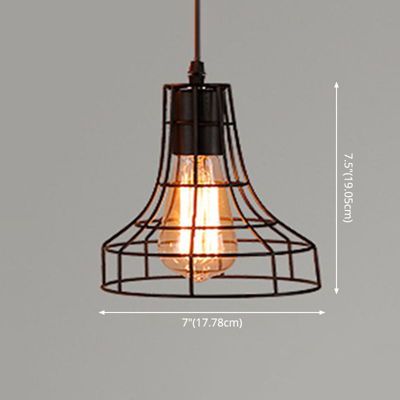 Manon Cage Suspension Noire Industrielle Ampoule Unique