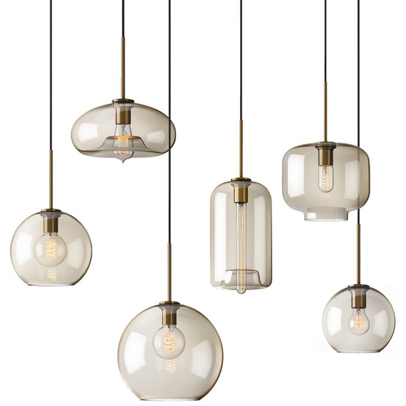 Suspension de plafond moderne Élise en verre à cognac