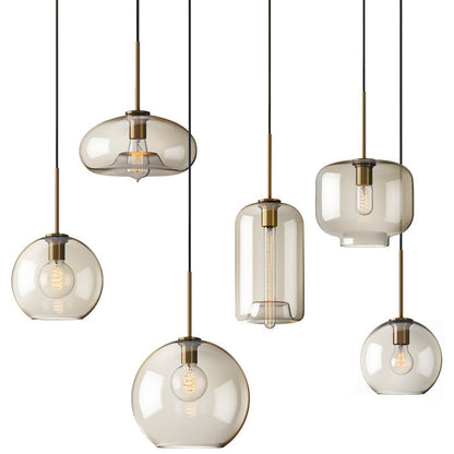 Suspension de plafond moderne Élise en verre à cognac