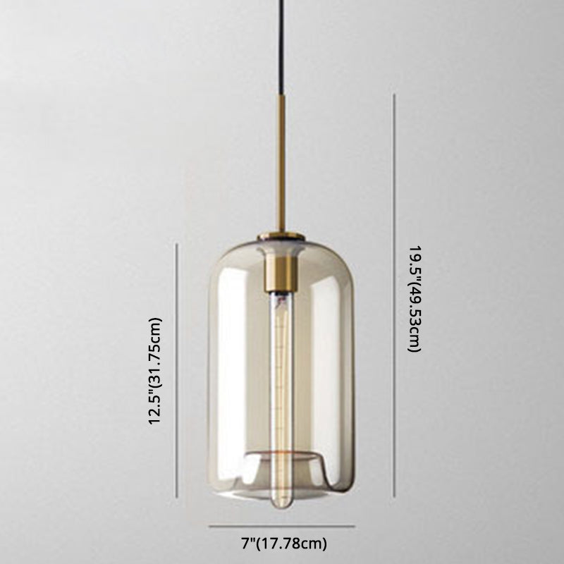 Suspension de plafond moderne Élise en verre à cognac