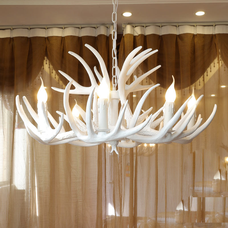 Isabelle White Deer Antler Rustic Candelabra Chandelier