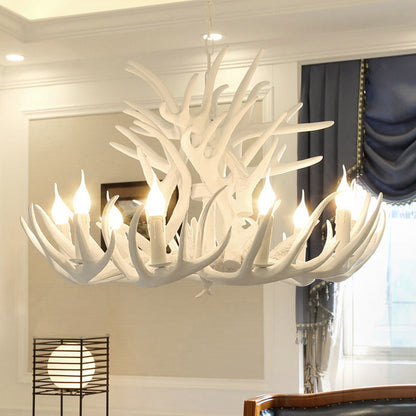 Isabelle White Deer Antler Rustic Candelabra Chandelier