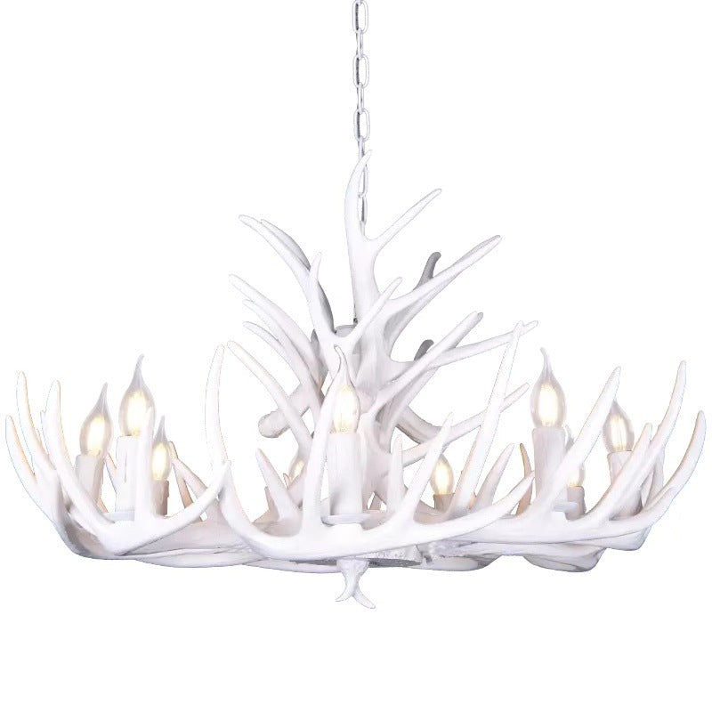 Isabelle White Deer Antler Rustic Candelabra Chandelier