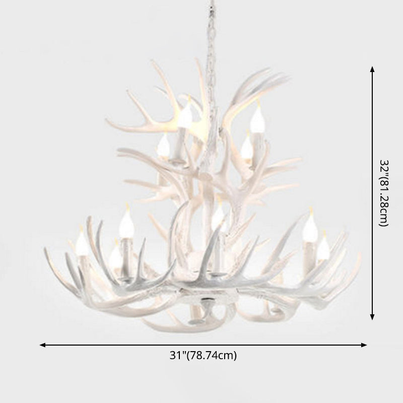 Isabelle White Deer Antler Rustic Candelabra Chandelier