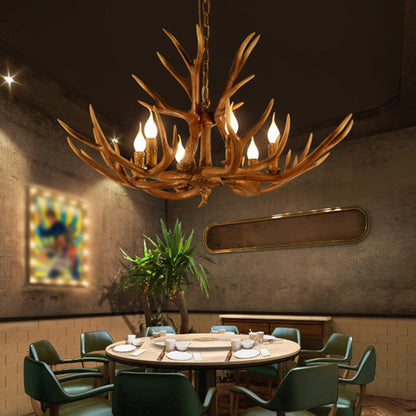 Lustre à six lumières Adèle Rustic avec chandeliers en bois de cerf