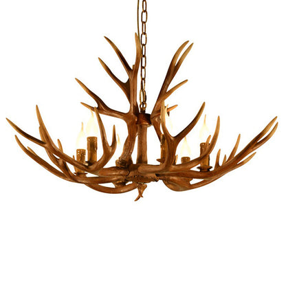 Lustre à six lumières Adèle Rustic avec chandeliers en bois de cerf