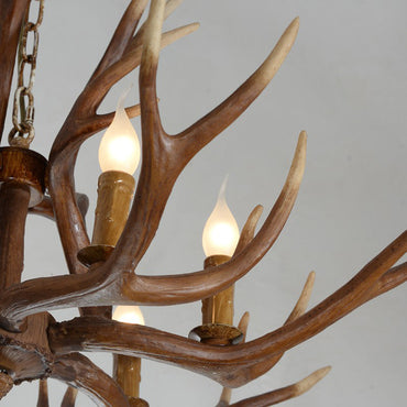 Lustre à six lumières Adèle Rustic avec chandeliers en bois de cerf