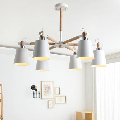 Céline Suspension en bois d'hévéa Lustre minimaliste moderne