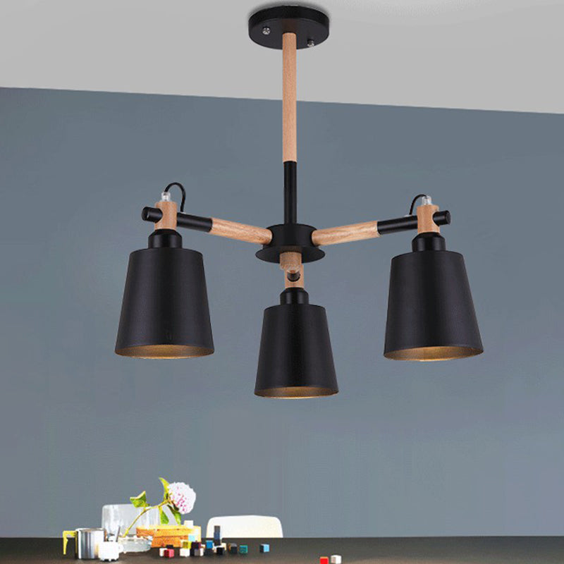 Céline Suspension en bois d'hévéa Lustre minimaliste moderne