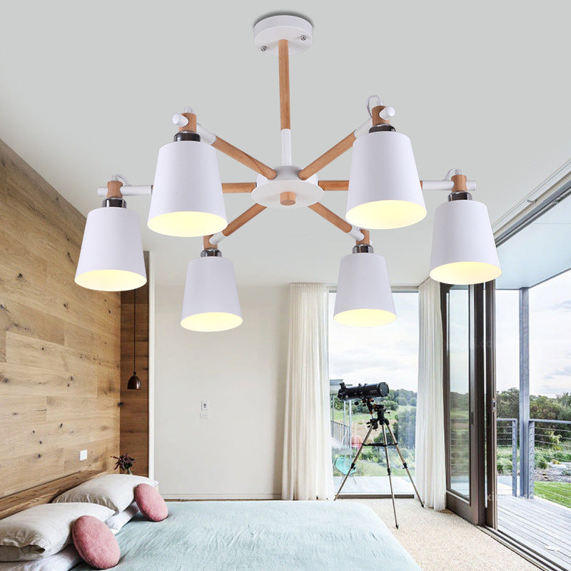 Céline Suspension en bois d'hévéa Lustre minimaliste moderne