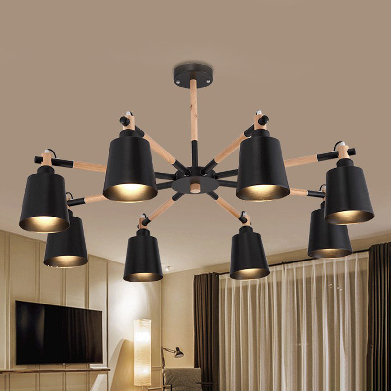 Céline Suspension en bois d'hévéa Lustre minimaliste moderne