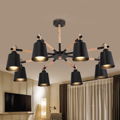 Céline Suspension en bois d'hévéa Lustre minimaliste moderne