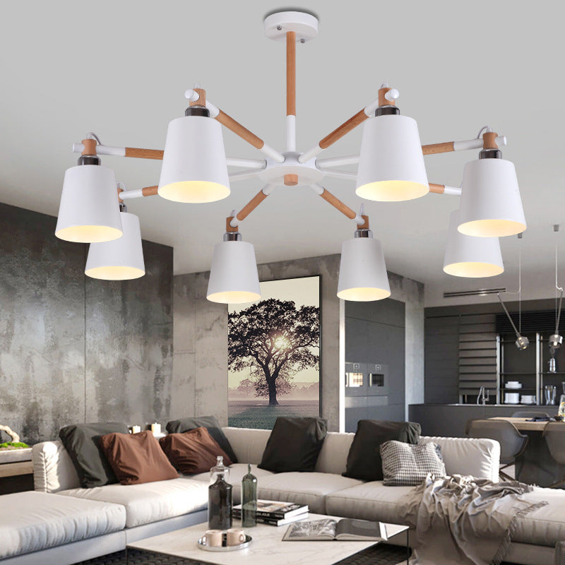 Céline Suspension en bois d'hévéa Lustre minimaliste moderne