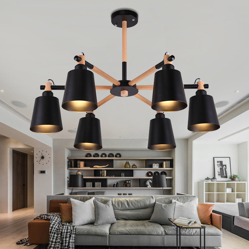 Céline Suspension en bois d'hévéa Lustre minimaliste moderne